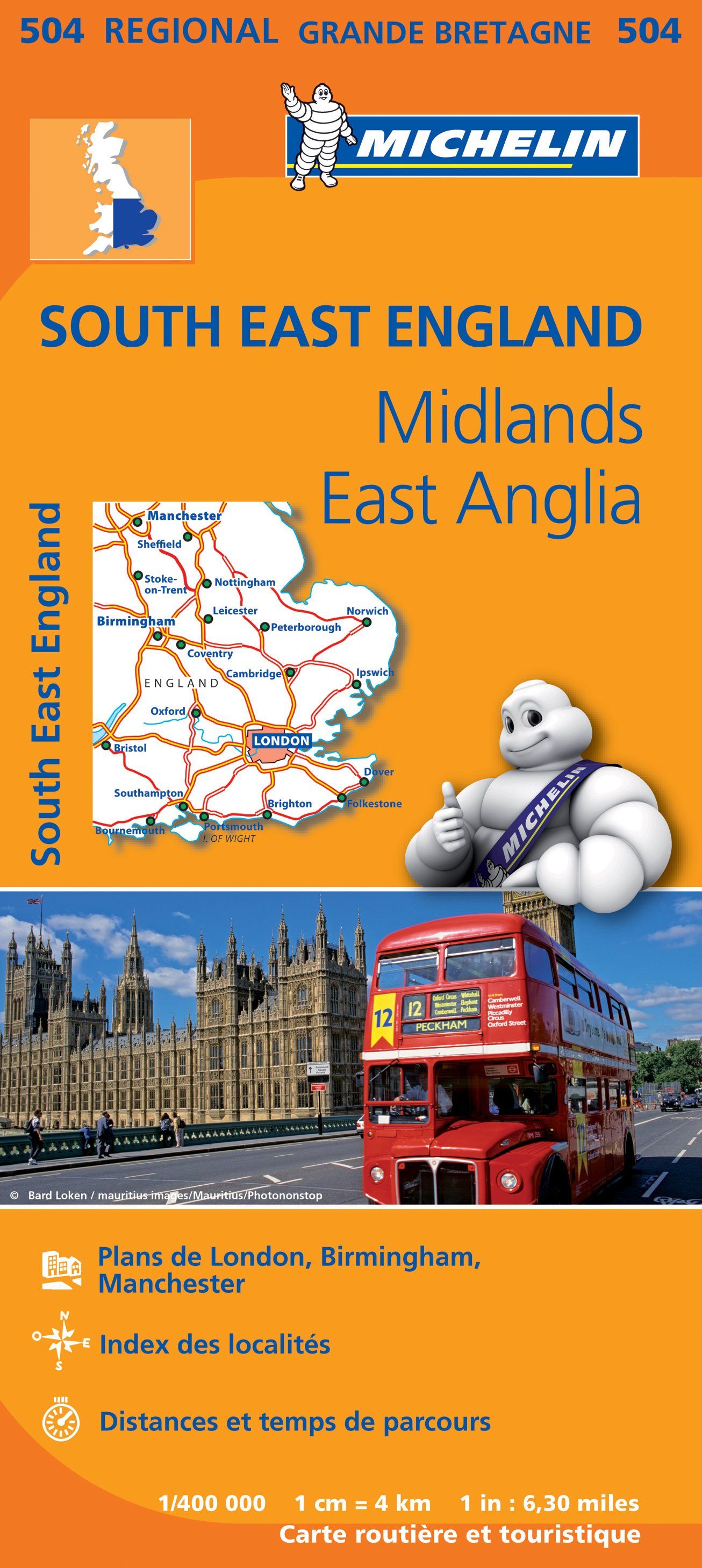 Carte routière n° 504 - Angleterre Sud-Est, Midlands & East Anglia | Michelin carte routière Michelin