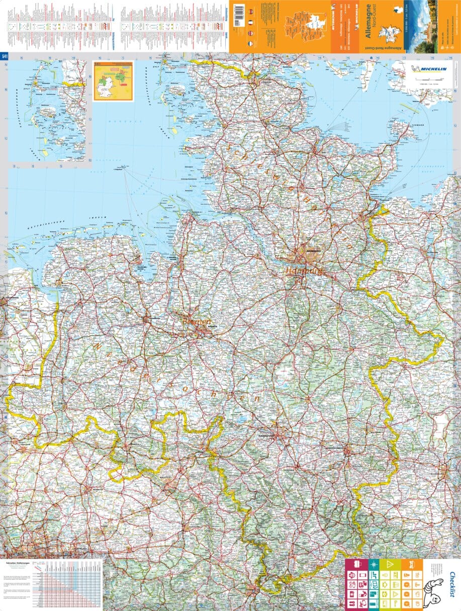 Carte routière n° 541 - Allemagne Nord-Ouest | Michelin carte routière Michelin