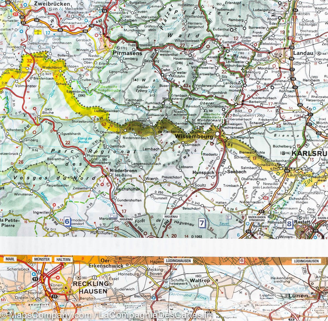 Carte routière n° 543 - Allemagne Centre-Ouest | Michelin carte pliée Michelin 