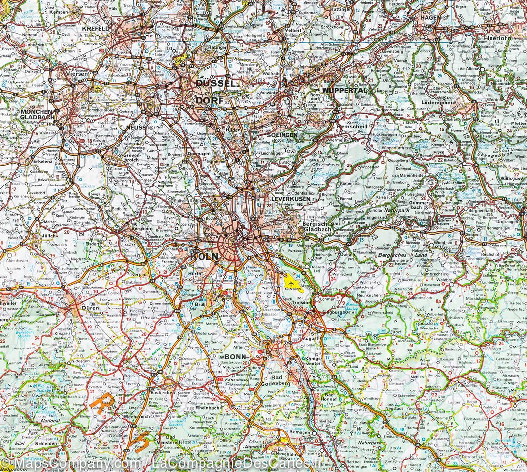 Carte routière n° 543 - Allemagne Centre-Ouest | Michelin carte pliée Michelin 