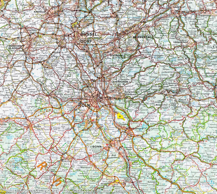 Carte routière n° 543 - Allemagne Centre-Ouest | Michelin carte pliée Michelin 