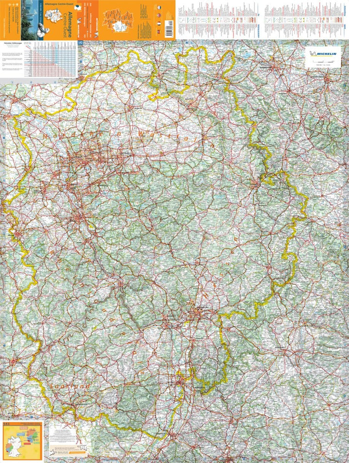 Carte routière n° 543 - Allemagne Centre-Ouest | Michelin carte pliée Michelin 
