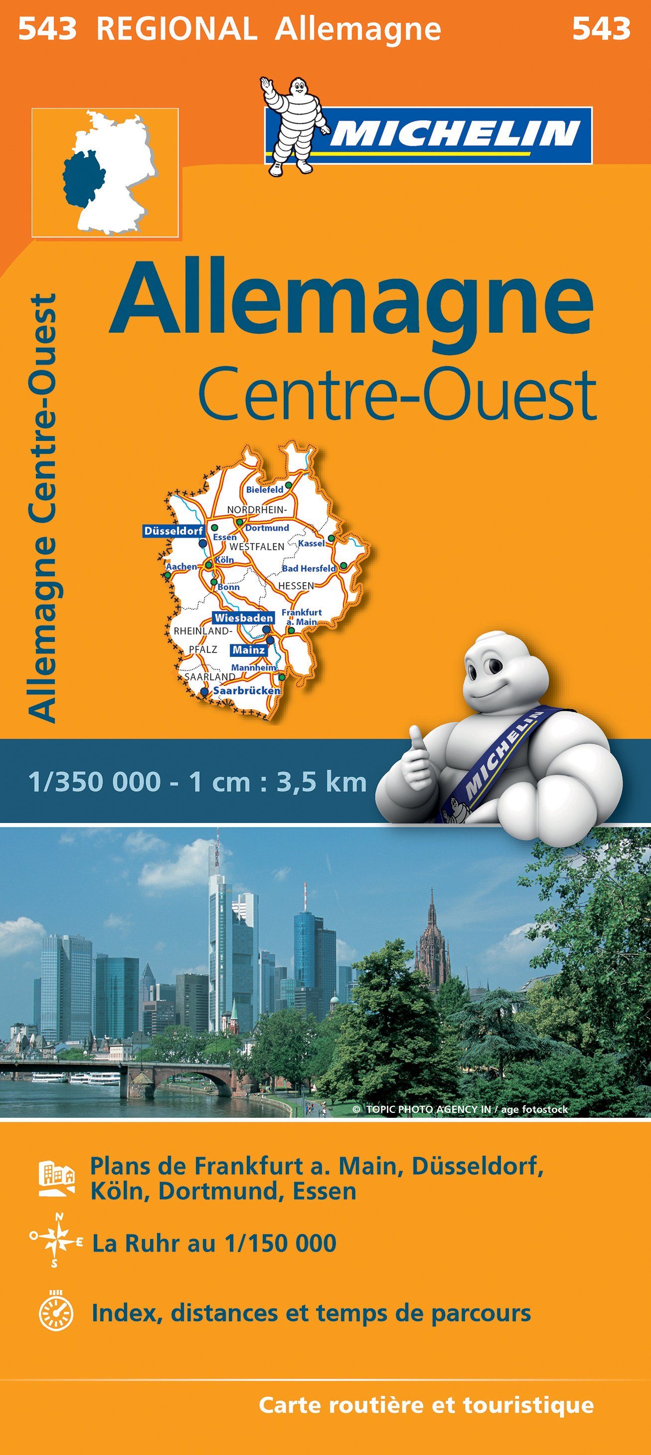 Carte routière n° 543 - Allemagne Centre-Ouest | Michelin carte routière Michelin