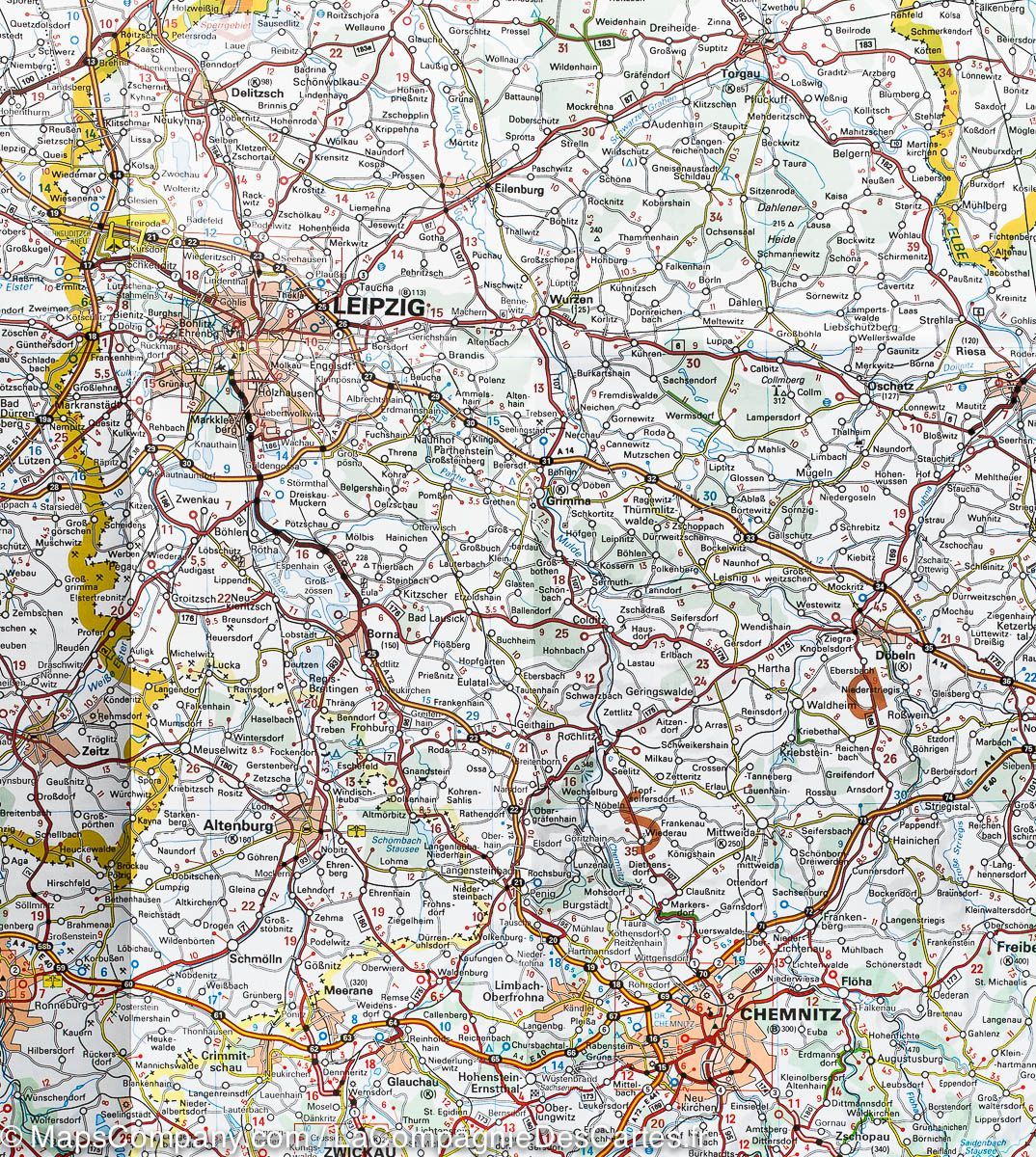 Carte routière n° 544 - Allemagne Centre-Est | Michelin carte pliée Michelin 