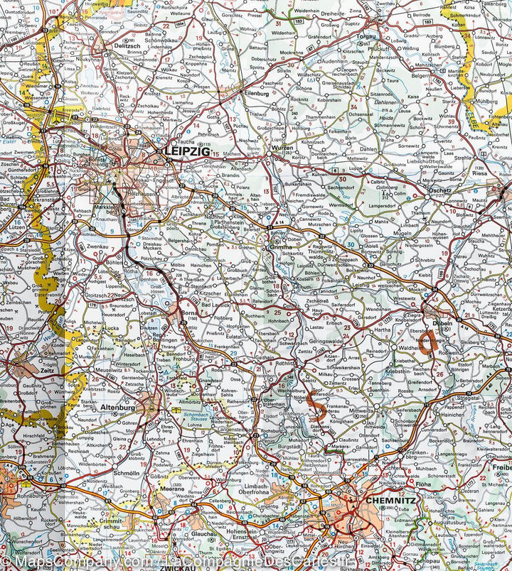 Carte routière n° 544 - Allemagne Centre-Est | Michelin carte pliée Michelin 