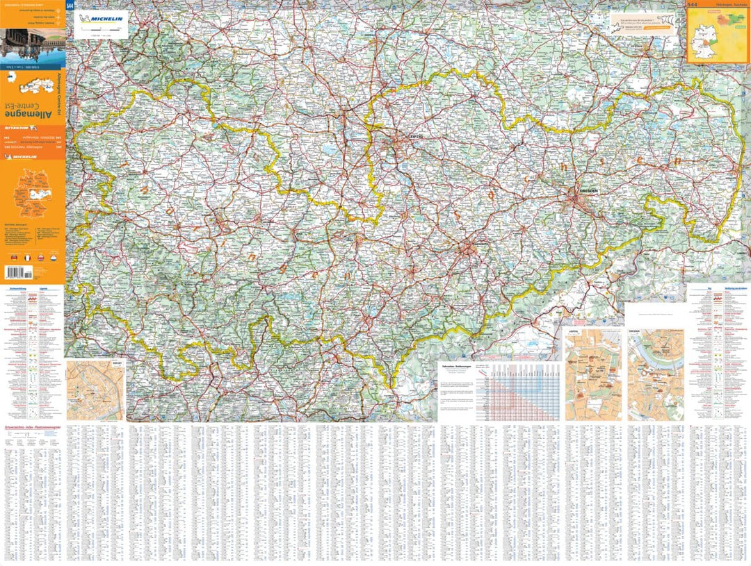 Carte routière n° 544 - Allemagne Centre-Est | Michelin carte pliée Michelin 