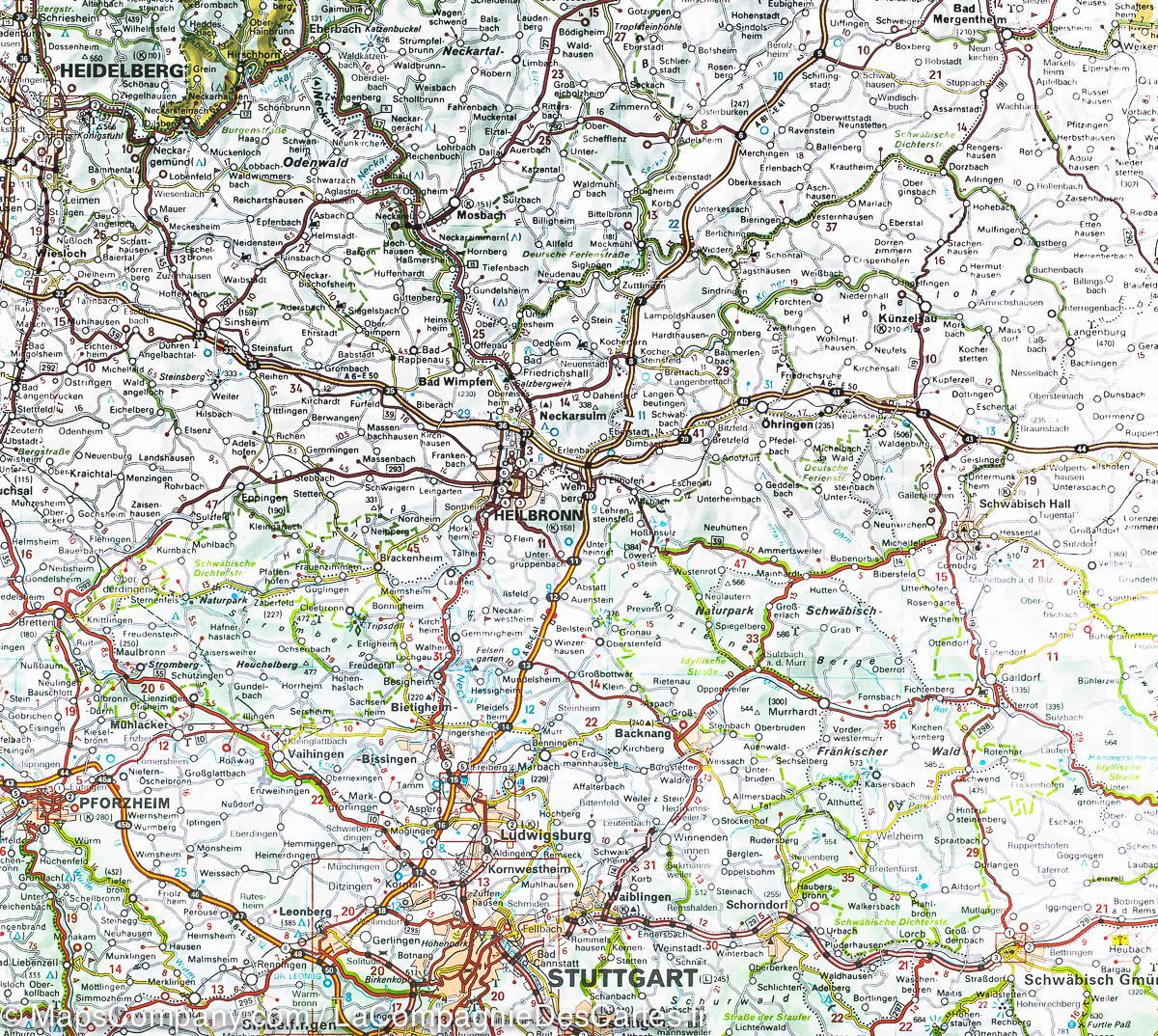 Carte routière n° 545 - Allemagne Sud-Ouest | Michelin carte routière Michelin