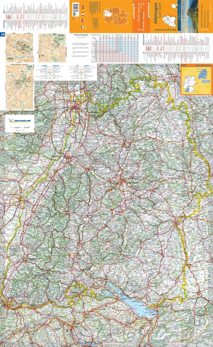 Carte routière n° 545 - Allemagne Sud-Ouest | Michelin carte routière Michelin