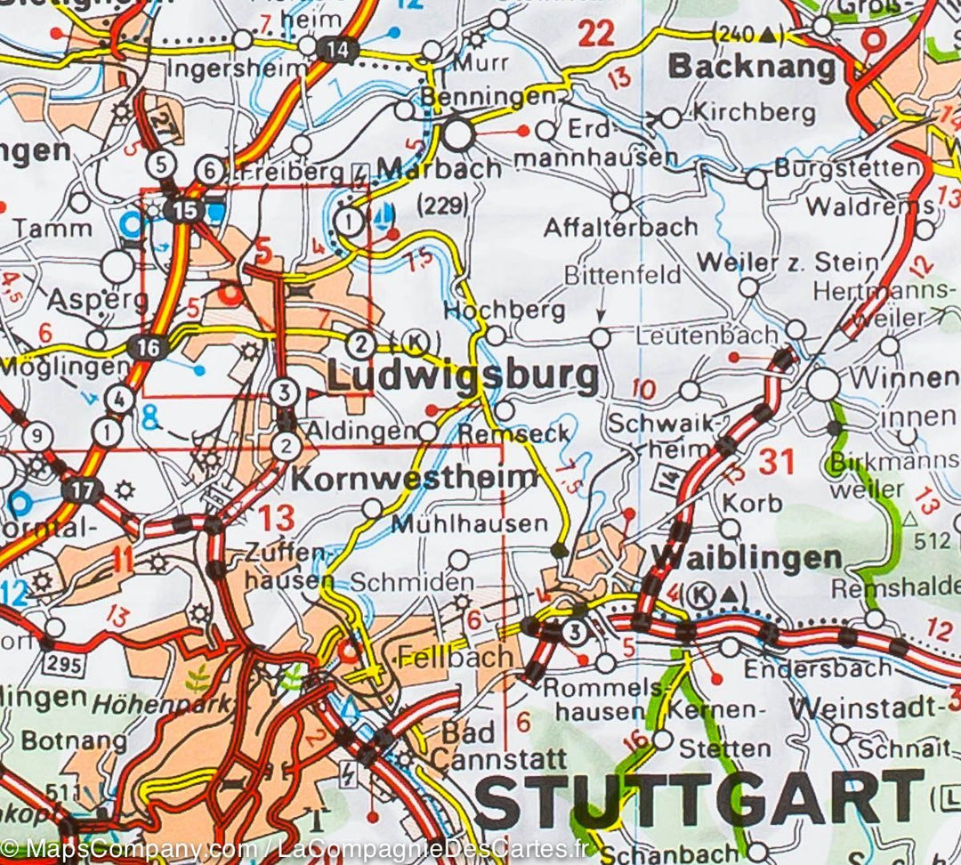Carte routière n° 545 - Allemagne Sud-Ouest | Michelin carte pliée Michelin 