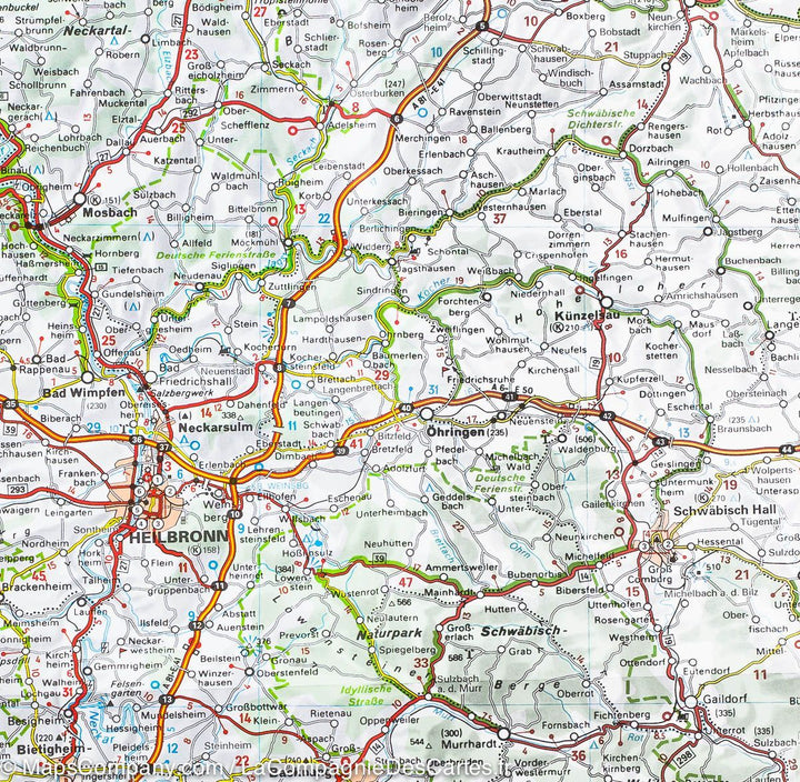 Carte routière n° 545 - Allemagne Sud-Ouest | Michelin carte pliée Michelin 