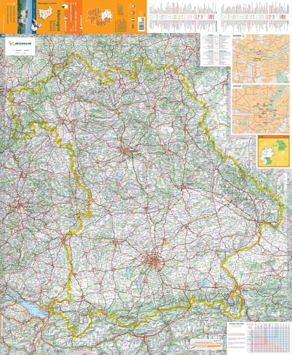 Carte routière n° 546 - Allemagne Sud-Est & Bavière | Michelin carte pliée Michelin 