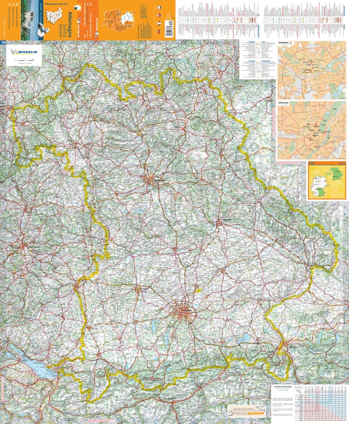 Carte routière n° 546 - Allemagne Sud-Est & Bavière | Michelin carte pliée Michelin 