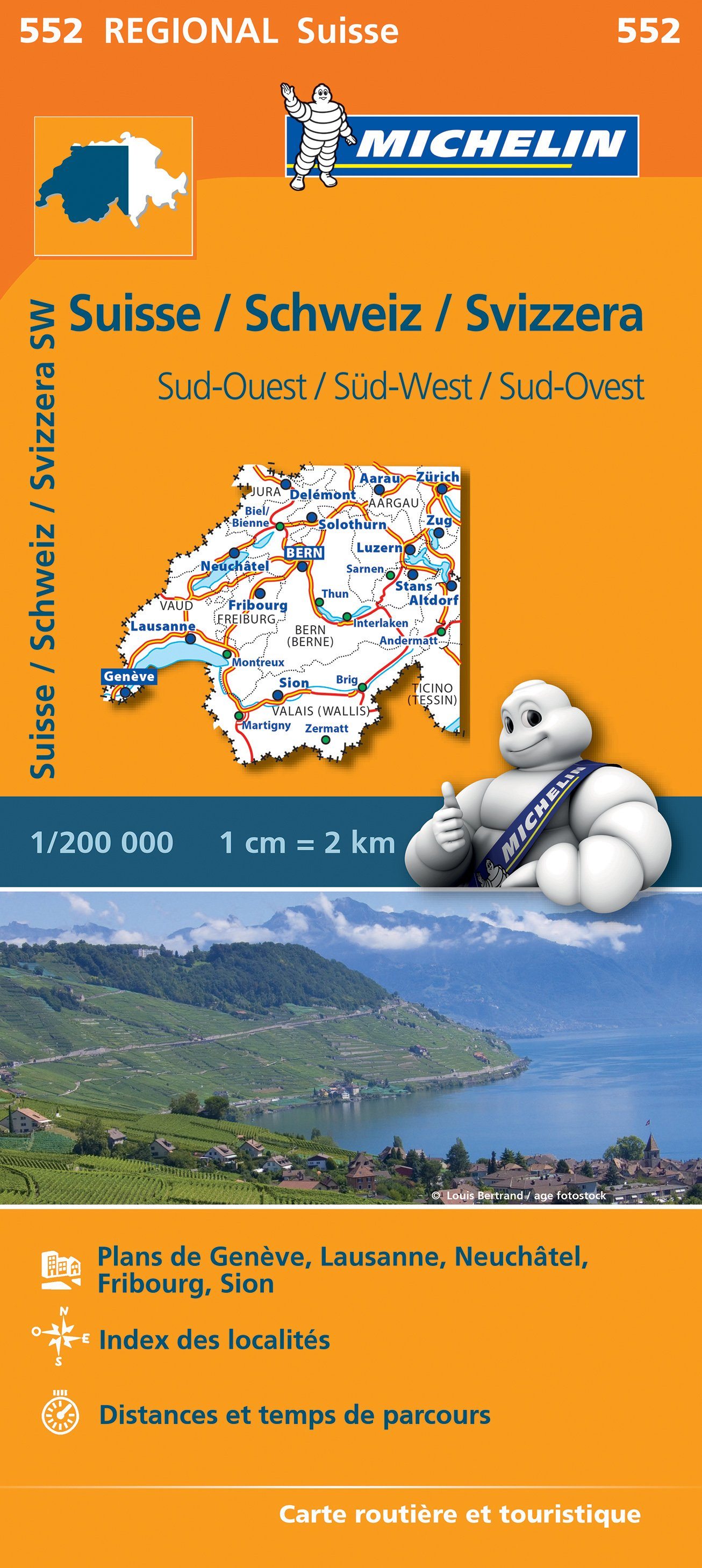 Carte routière n° 552 - Suisse sud-ouest | Michelin carte routière Michelin