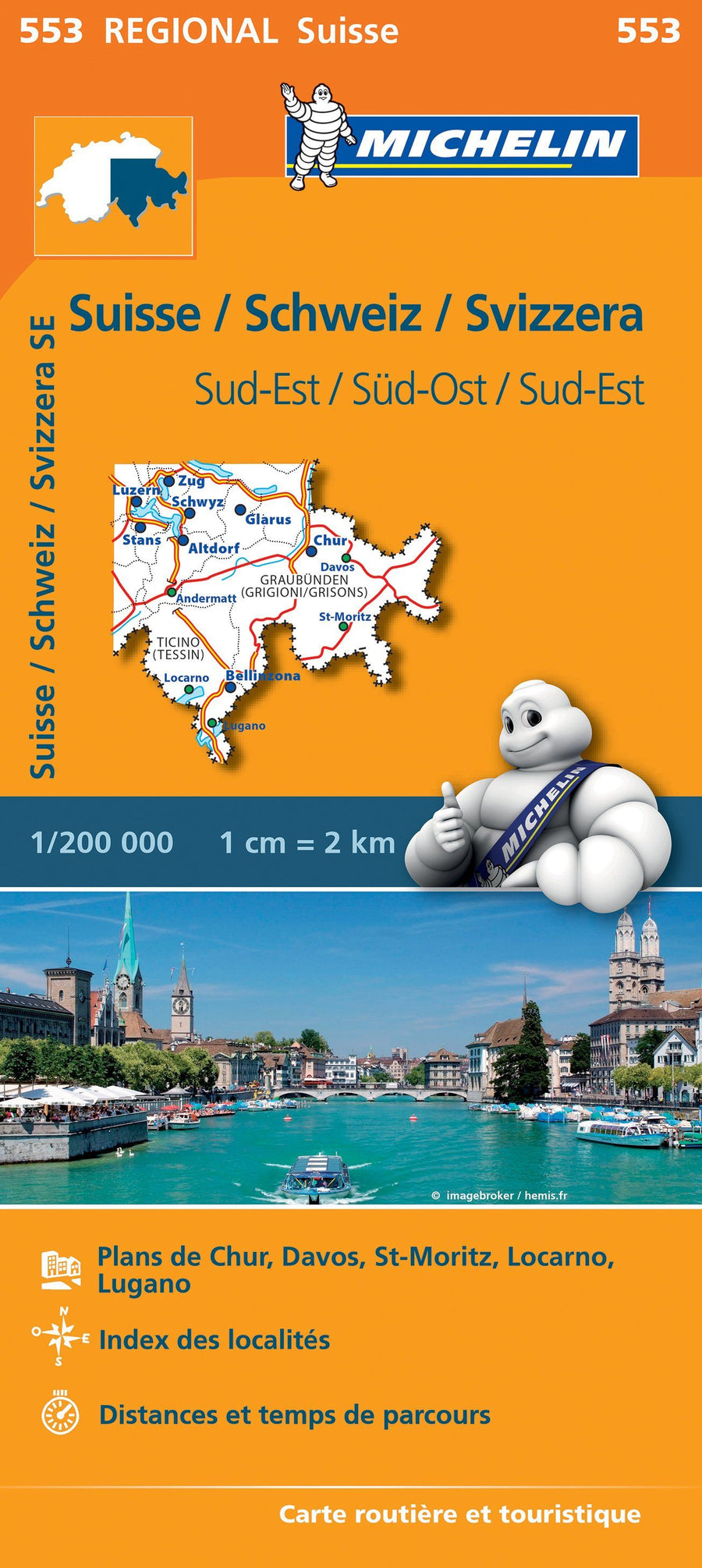 Carte routière n° 553 - Suisse Sud-Est | Michelin carte pliée Michelin 