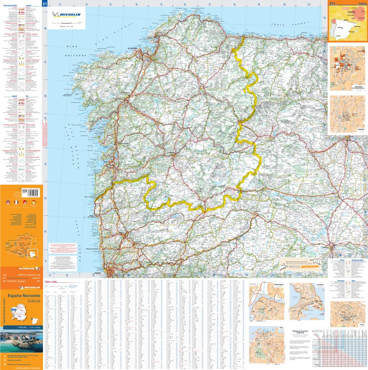 Carte routière n° 571 - Espagne Nord-Ouest (Galice) | Michelin carte routière Michelin