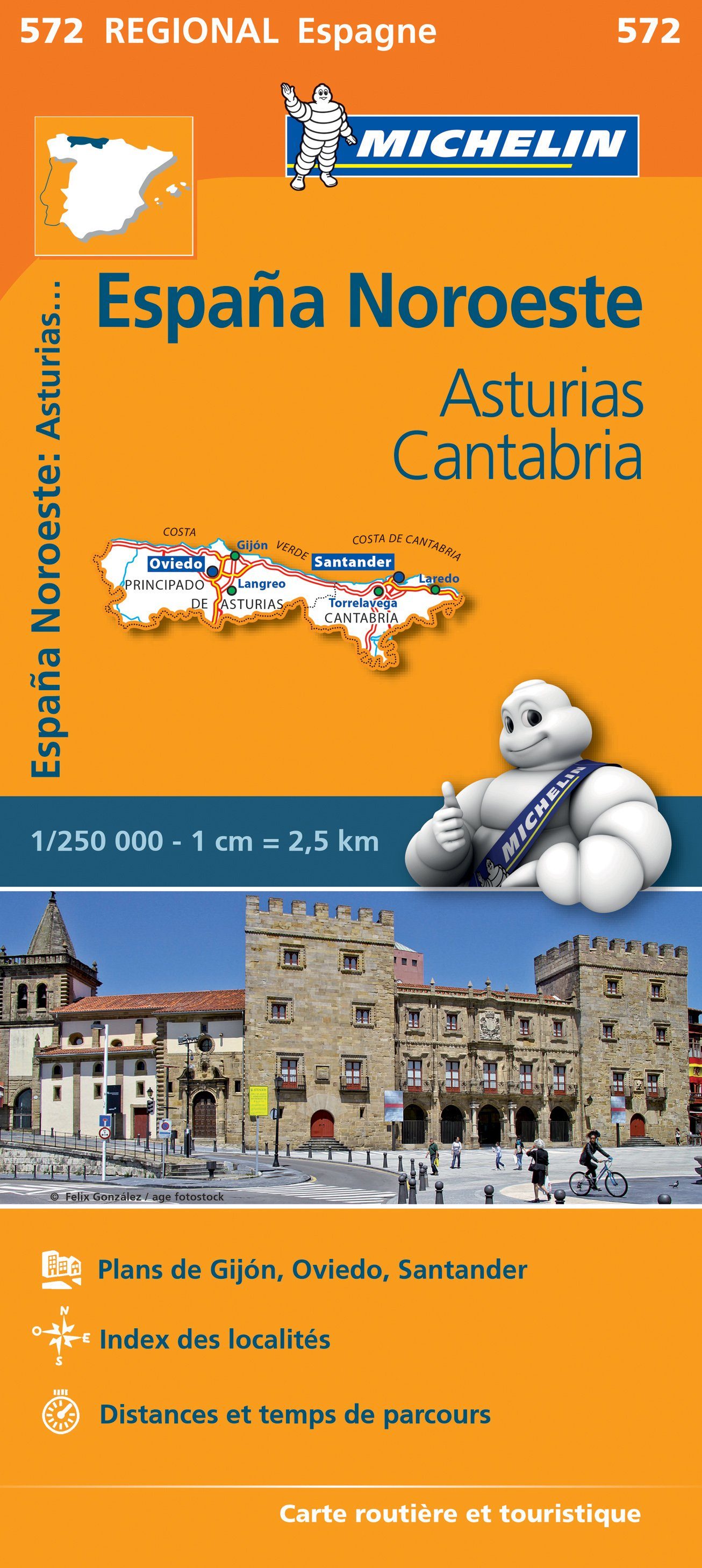 Carte routière n° 572 - Espagne nord-est (Asturies, Cantabrie) | Michelin carte routière Michelin