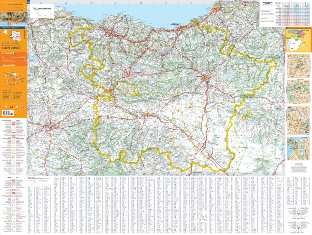 Carte routière n° 573 - Nord de l'Espagne (Pays Basque, Navarre, La Rioja) | Michelin carte routière Michelin