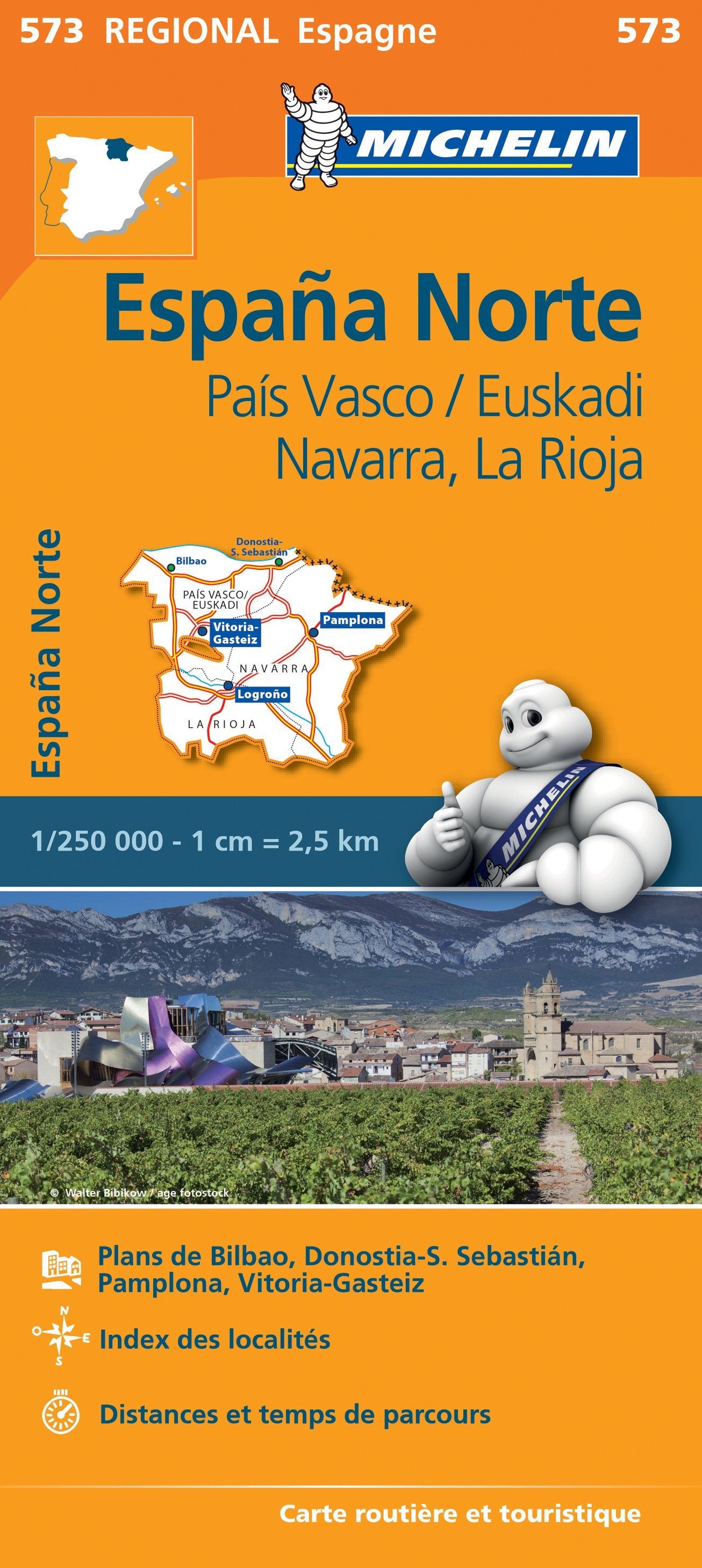 Carte routière n° 573 - Nord de l'Espagne (Pays Basque, Navarre, La Rioja) | Michelin carte routière Michelin
