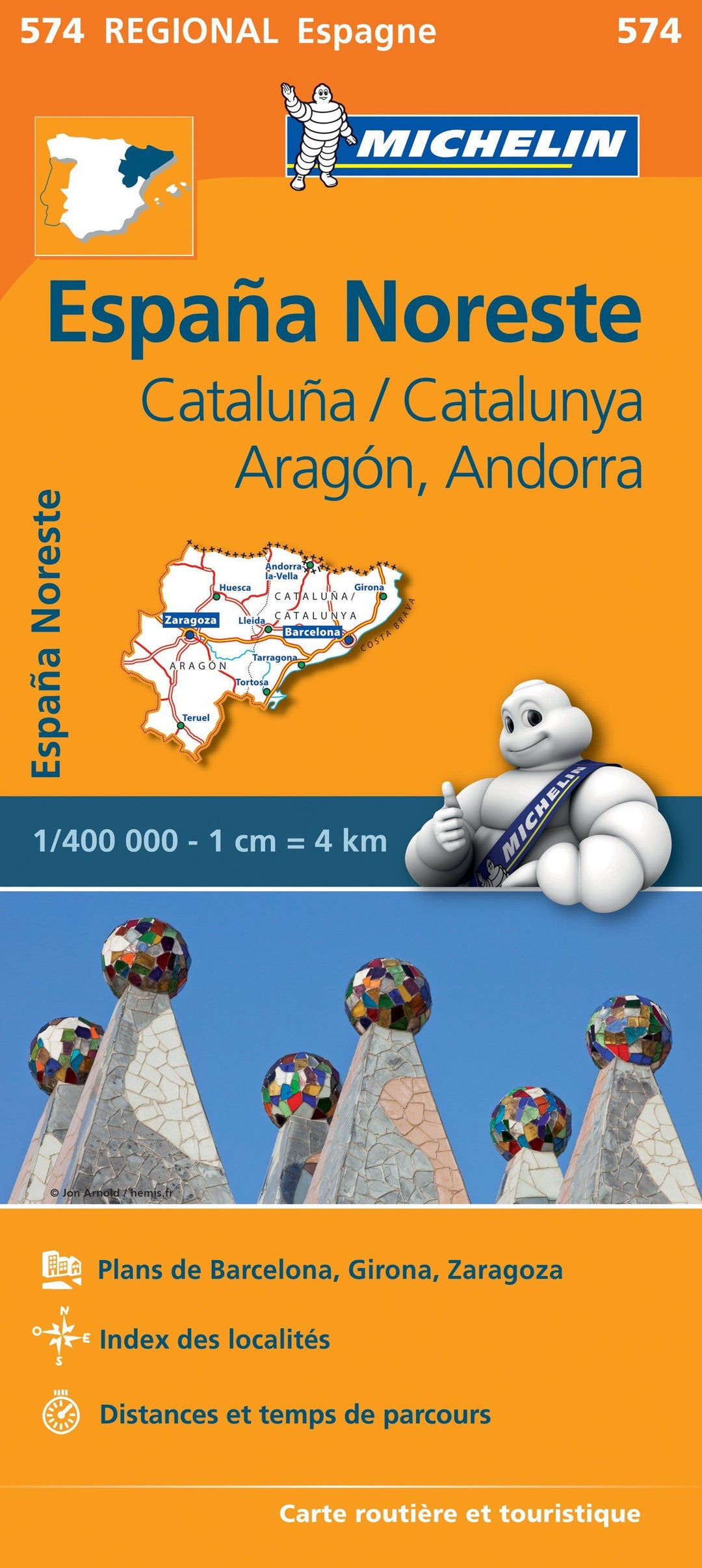 Carte routière n° 574 - Espagne nord-est (Catalogne, Aragon, Andorre) | Michelin carte pliée Michelin 