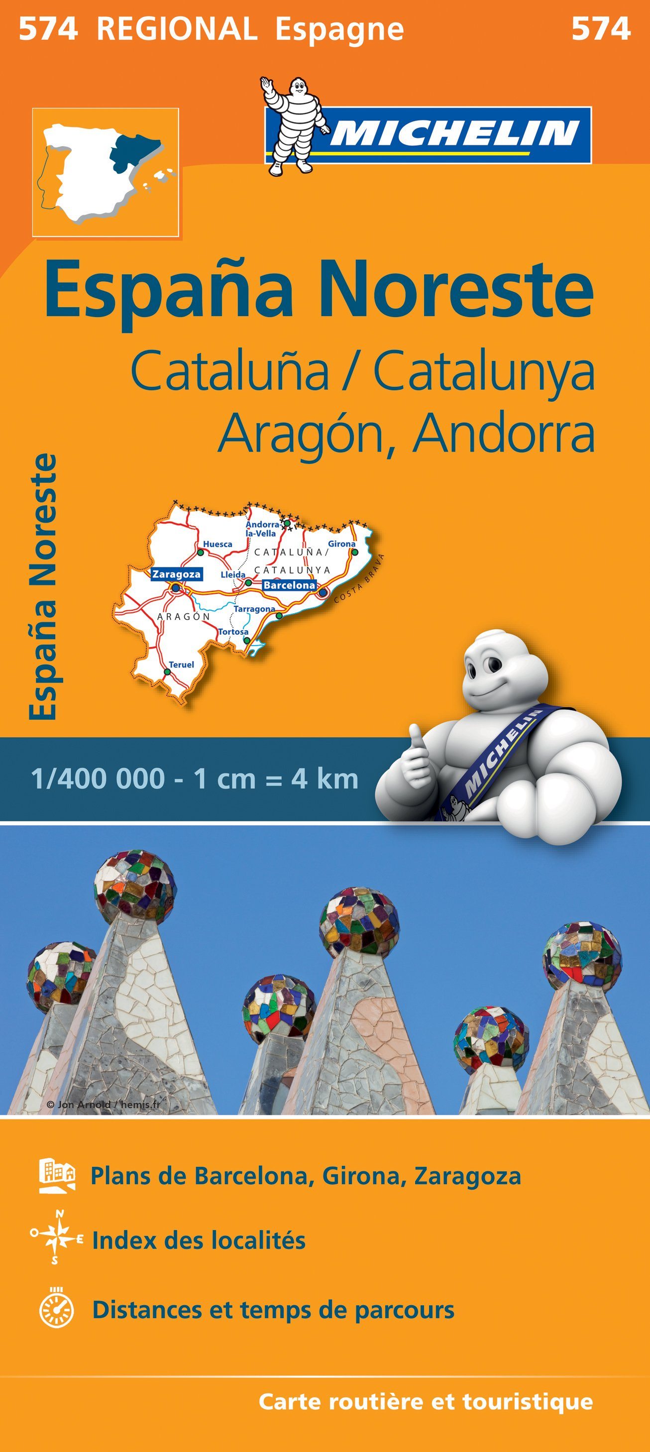 Carte routière n° 574 - Espagne nord-est (Catalogne, Aragon, Andorre) | Michelin carte routière Michelin
