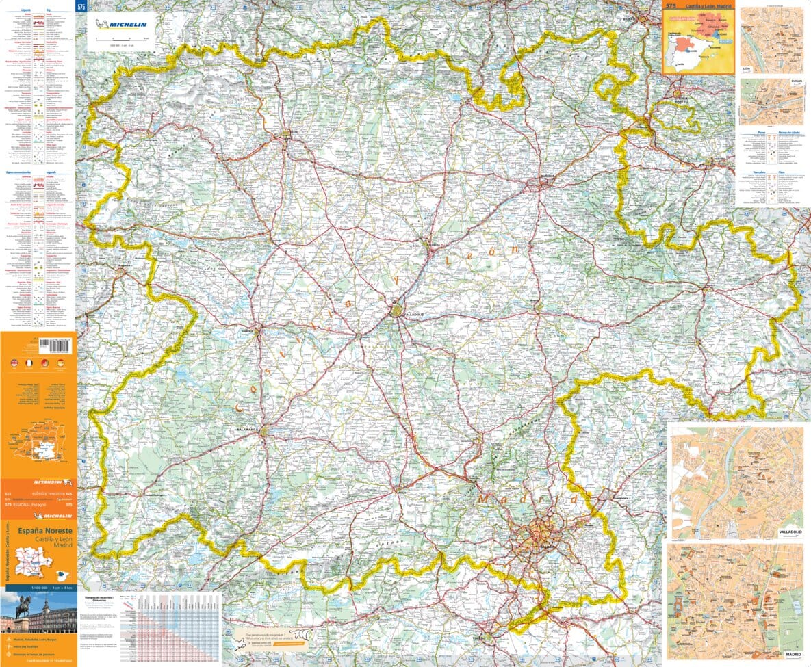 Carte routière n° 575 - Espagne nord-est (Castille-et-Leon & Région de Madrid) | Michelin carte routière Michelin