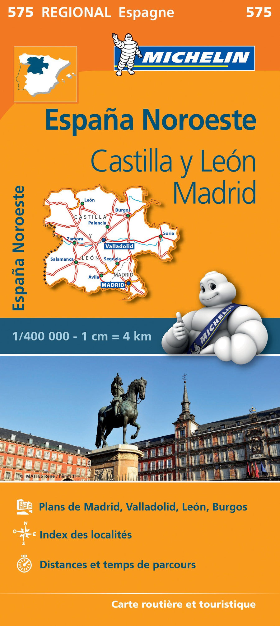 Carte routière n° 575 - Espagne nord-est (Castille-et-Leon & Région de Madrid) | Michelin carte pliée Michelin 