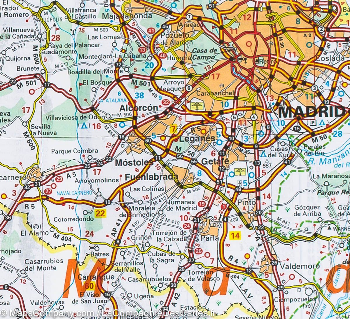 Carte routière n° 576 - Espagne Centrale (Estrémadure, Castille-La-Manche, Madrid | Michelin carte routière Michelin
