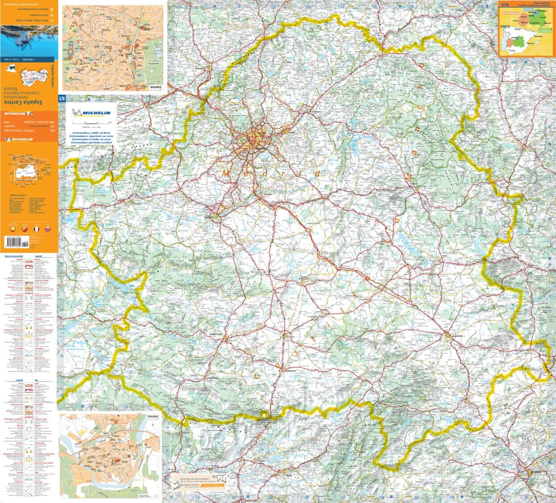 Carte routière n° 576 - Espagne Centrale (Estrémadure, Castille-La-Manche, Madrid | Michelin carte pliée Michelin 
