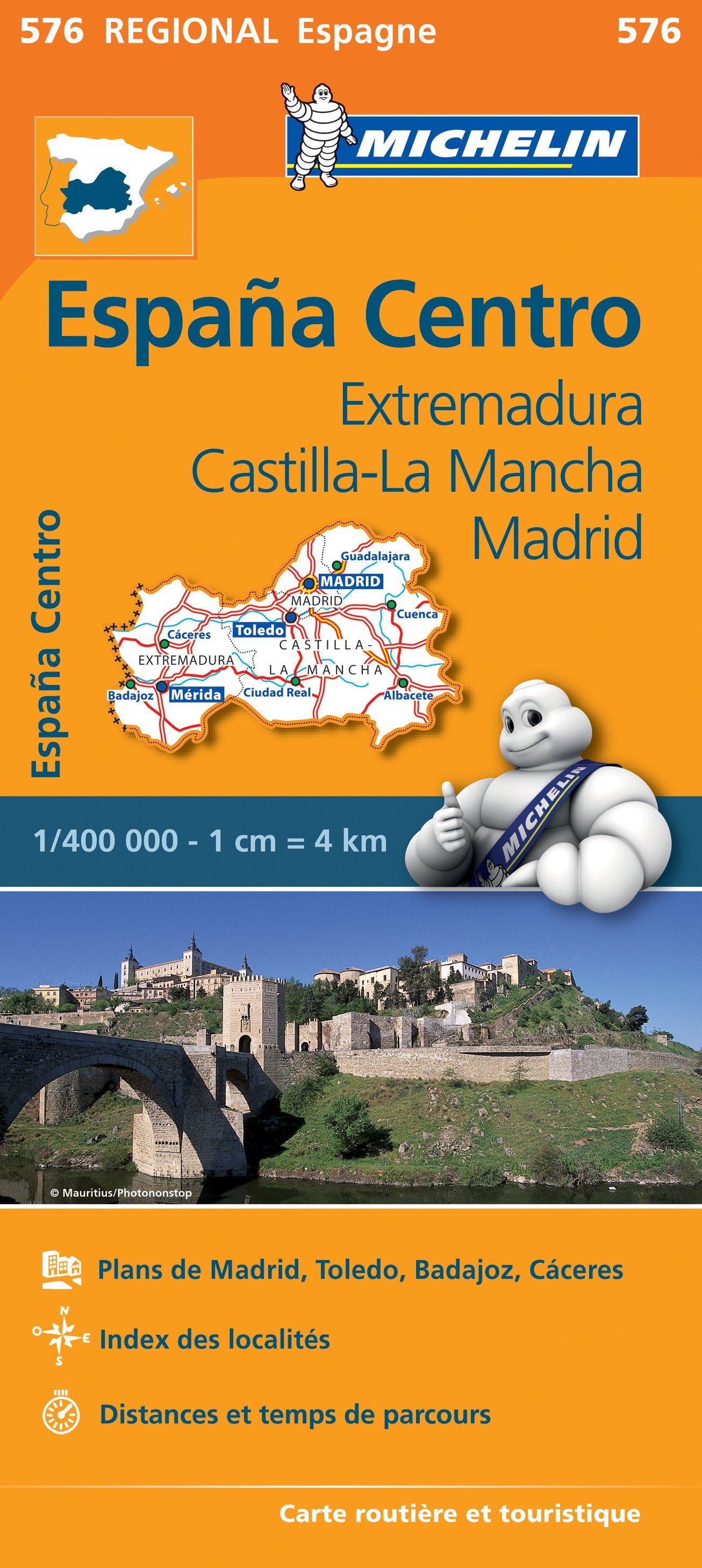 Carte routière n° 576 - Espagne Centrale (Estrémadure, Castille-La-Manche, Madrid | Michelin carte routière Michelin