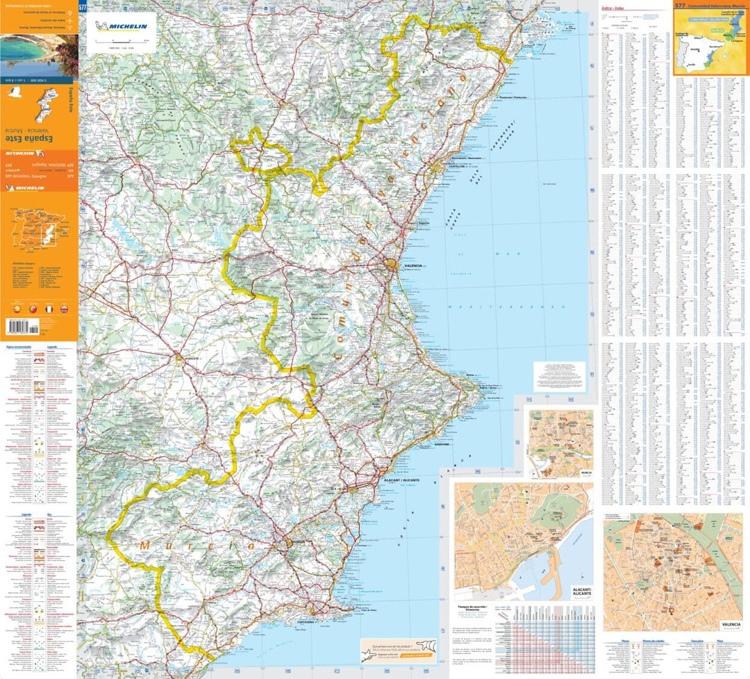 Carte routière n° 577 - Espagne Est (Région de Valence & Murcie) | Michelin carte pliée Michelin 