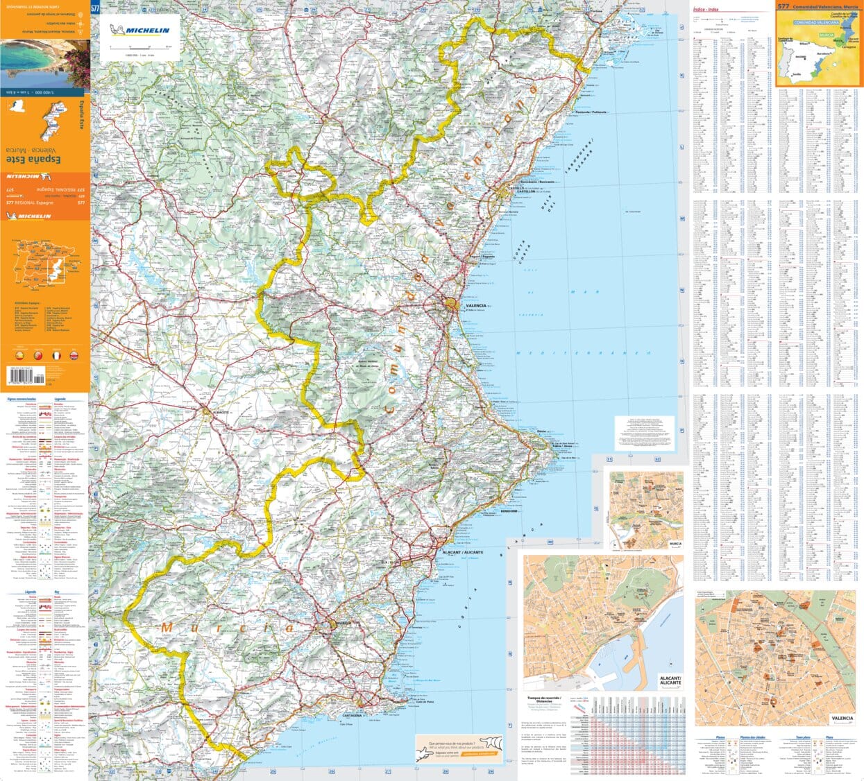 Carte routière n° 577 - Espagne Est (Région de Valence & Murcie) | Michelin carte routière Michelin