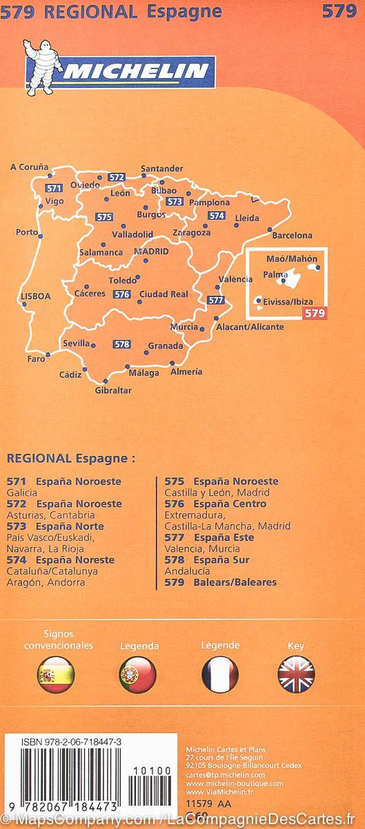 Carte routière n° 579 - Iles Baléares | Michelin carte pliée Michelin 