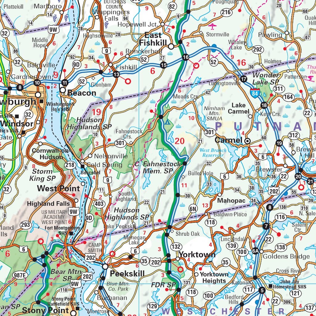 Carte routière n° 581 - Vallée de l'Hudson (Nouvelle Angleterre, Etats-Unis) | Michelin carte routière Michelin