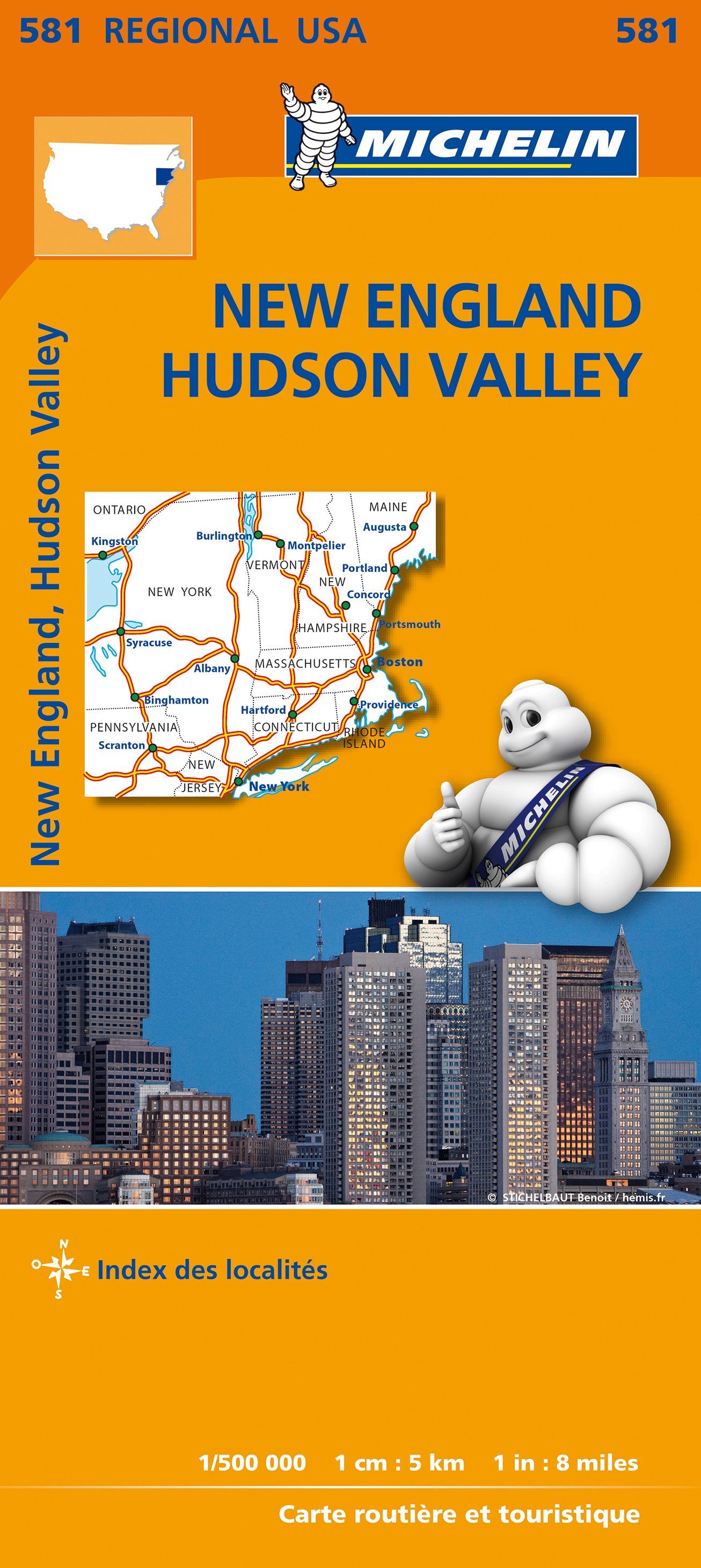 Carte routière n° 581 - Vallée de l'Hudson (Nouvelle Angleterre, Etats-Unis) | Michelin carte routière Michelin