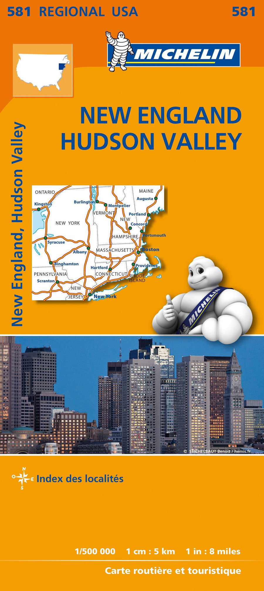 Carte routière n° 581 - Vallée de l'Hudson (Nouvelle Angleterre, USA) | Michelin carte pliée Michelin 