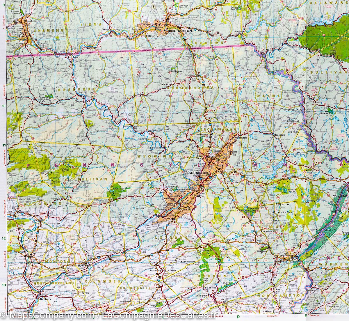 Carte routière n° 581 - Vallée de l'Hudson (Nouvelle Angleterre, Etats-Unis) | Michelin carte routière Michelin