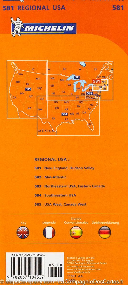 Carte routière de la Vallée de l'Hudson (Nouvelle Angleterre, USA) | Michelin - La Compagnie des Cartes