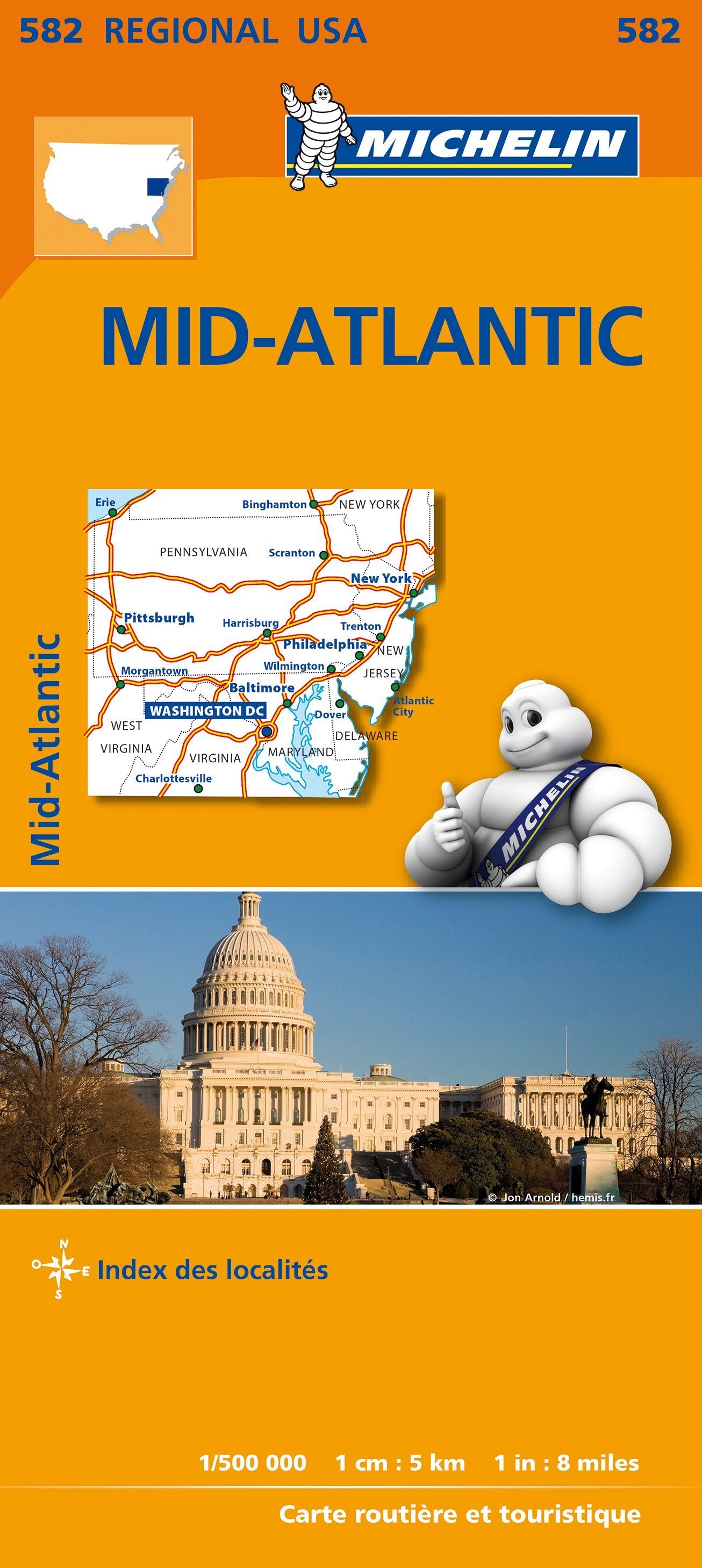 Carte routière n° 582 - Mid-Atlantic (nord-est des Etats-Unis) | Michelin carte routière Michelin