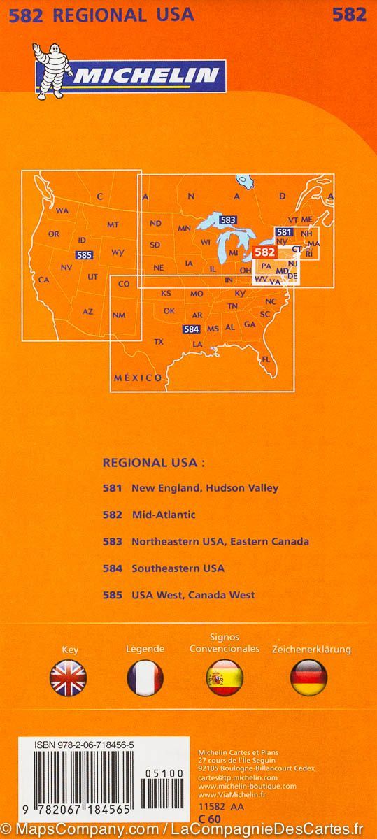 Carte routière du Mid-Atlantic (nord-est des USA) | Michelin - La Compagnie des Cartes