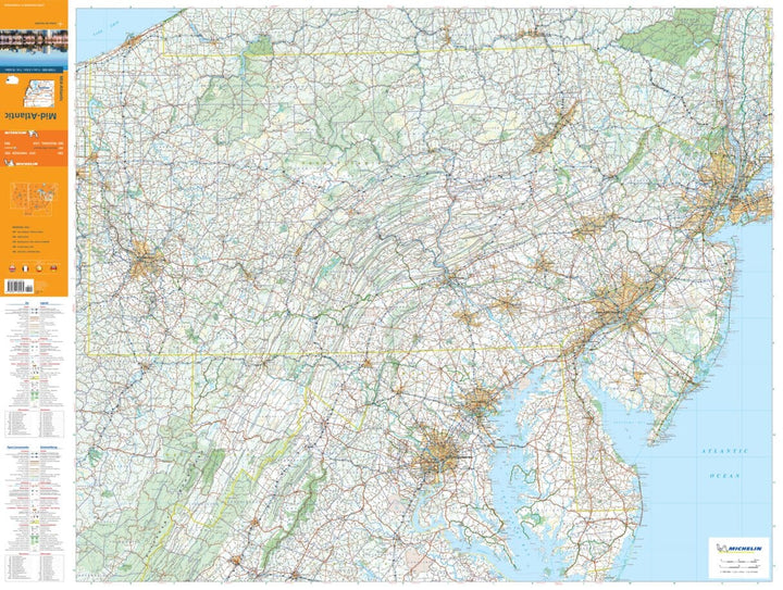 Carte routière n° 582 - Mid-Atlantic (nord-est des USA) | Michelin carte pliée Michelin 