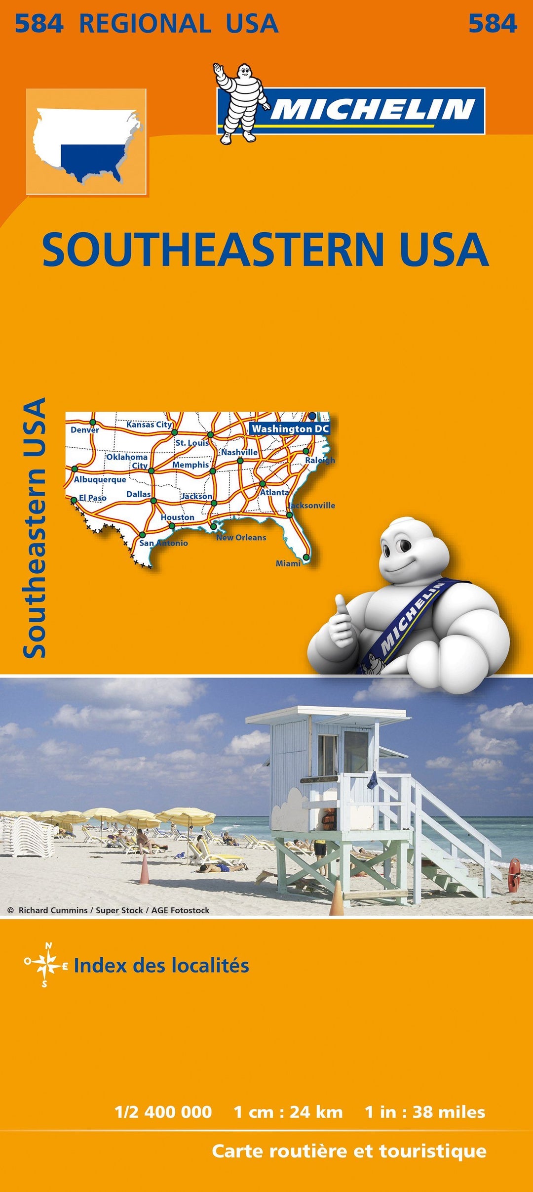 Carte routière n° 584 - sud-est des USA | Michelin carte pliée Michelin 