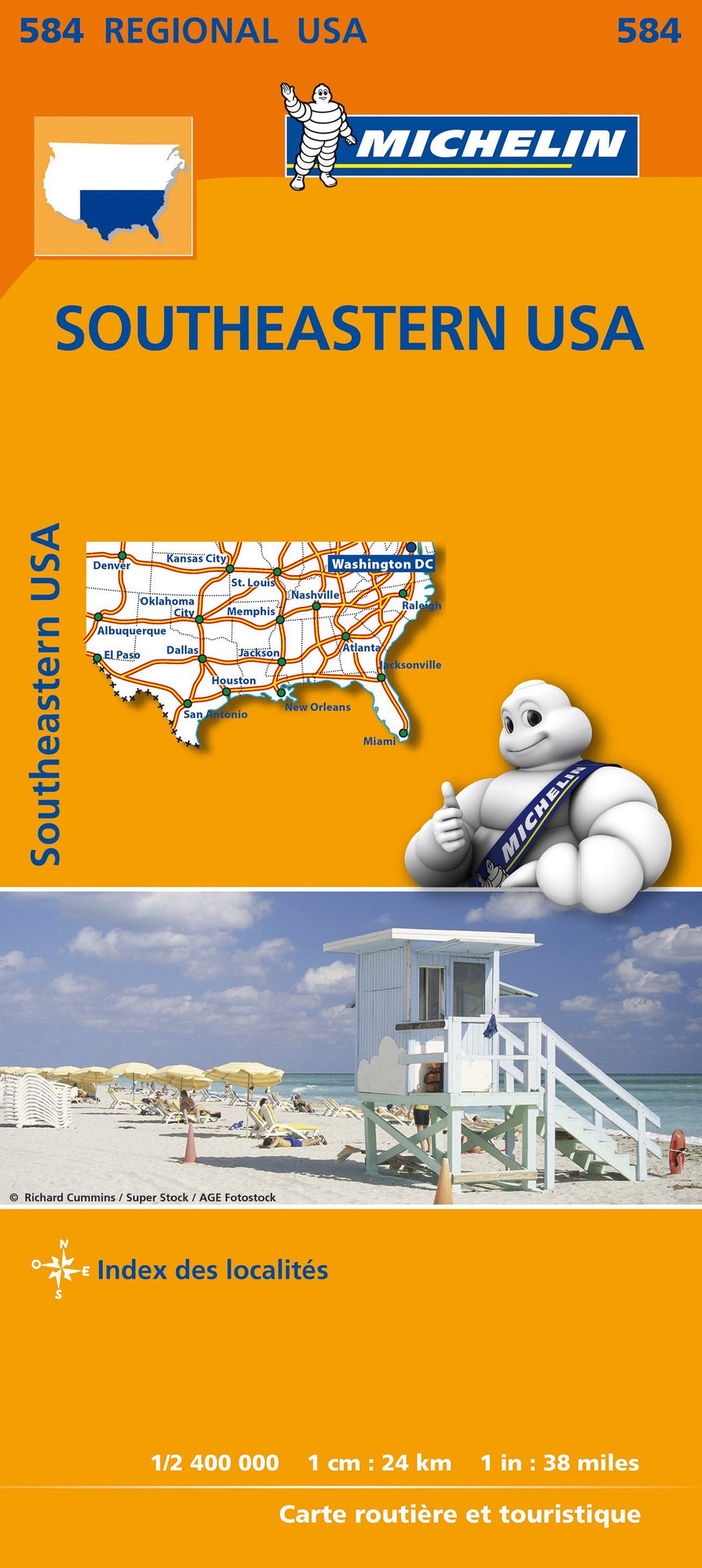 Carte routière n° 584 - sud-est des USA | Michelin carte pliée Michelin 