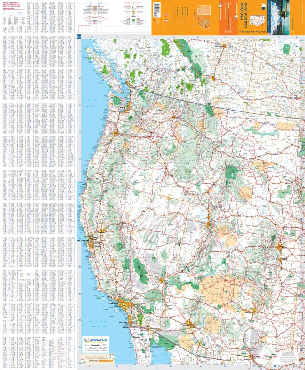 Carte routière n° 585 - Etats-Unis Ouest & Canada Ouest | Michelin carte routière Michelin