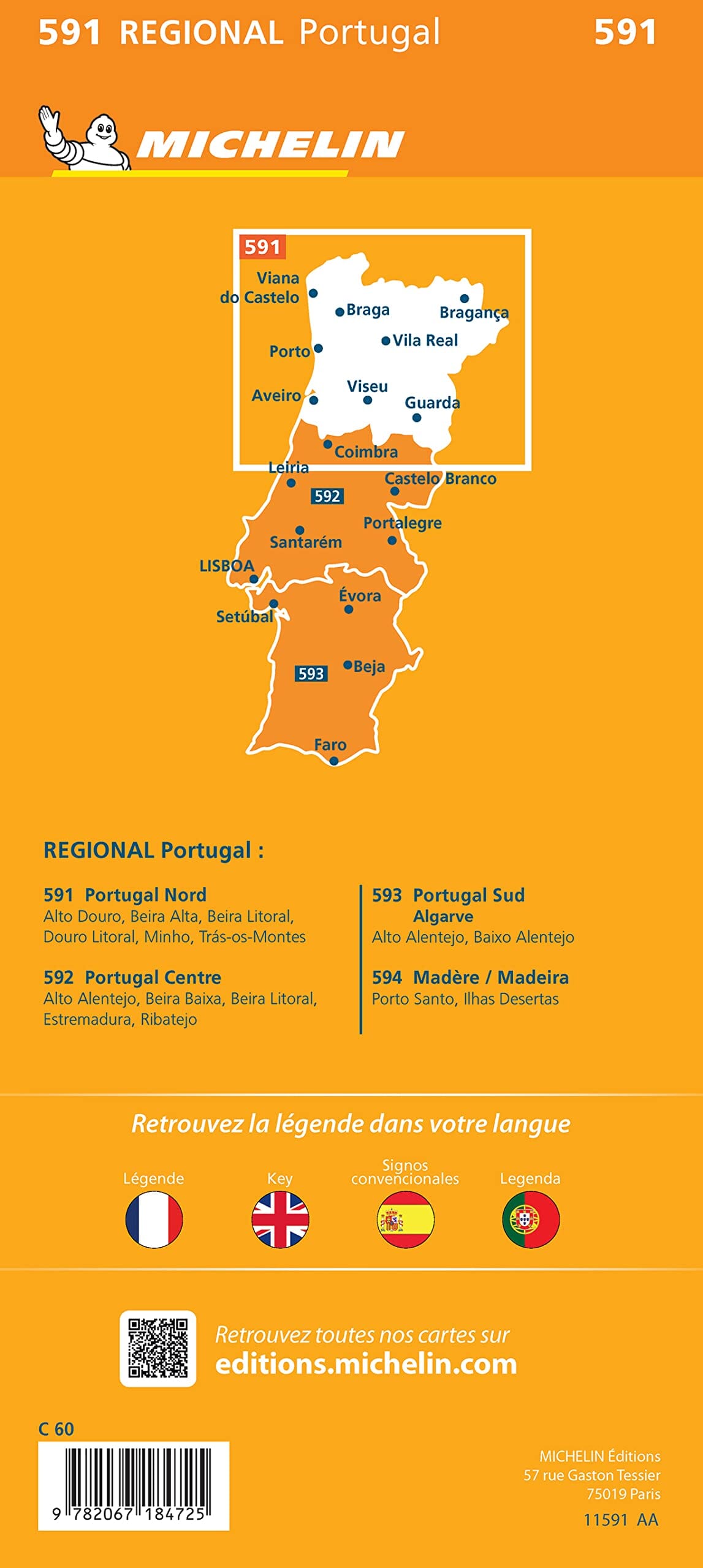 Carte routière n° 591 - Portugal Nord | Michelin carte routière Michelin