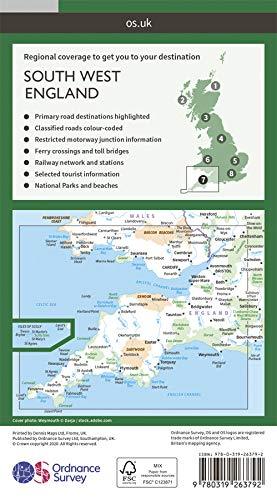 Carte routière n° 7 - Sud-ouest de l'Angleterre & sud du Pays de Galles | Ordnance Survey - Road carte routière Ordnance Survey