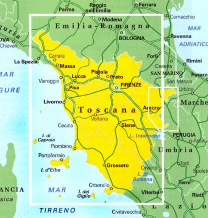 Carte routière n° 7 - Toscane | Touring Club Italiano-1/200 000 carte routière Touring Club Italiano