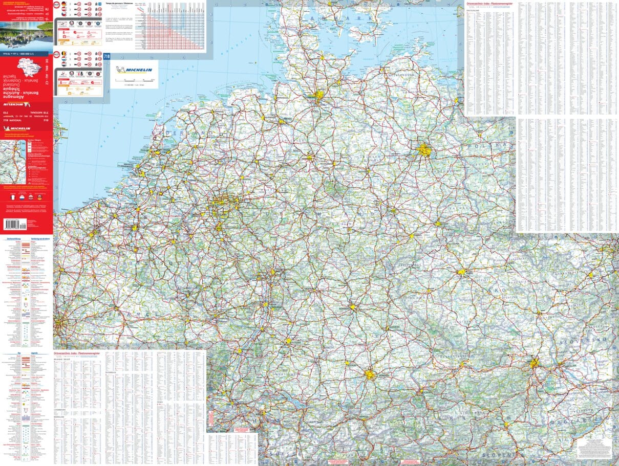 Carte routière n° 719 - Allemagne, Benelux, Autriche & République Tchèque | Michelin carte routière Michelin