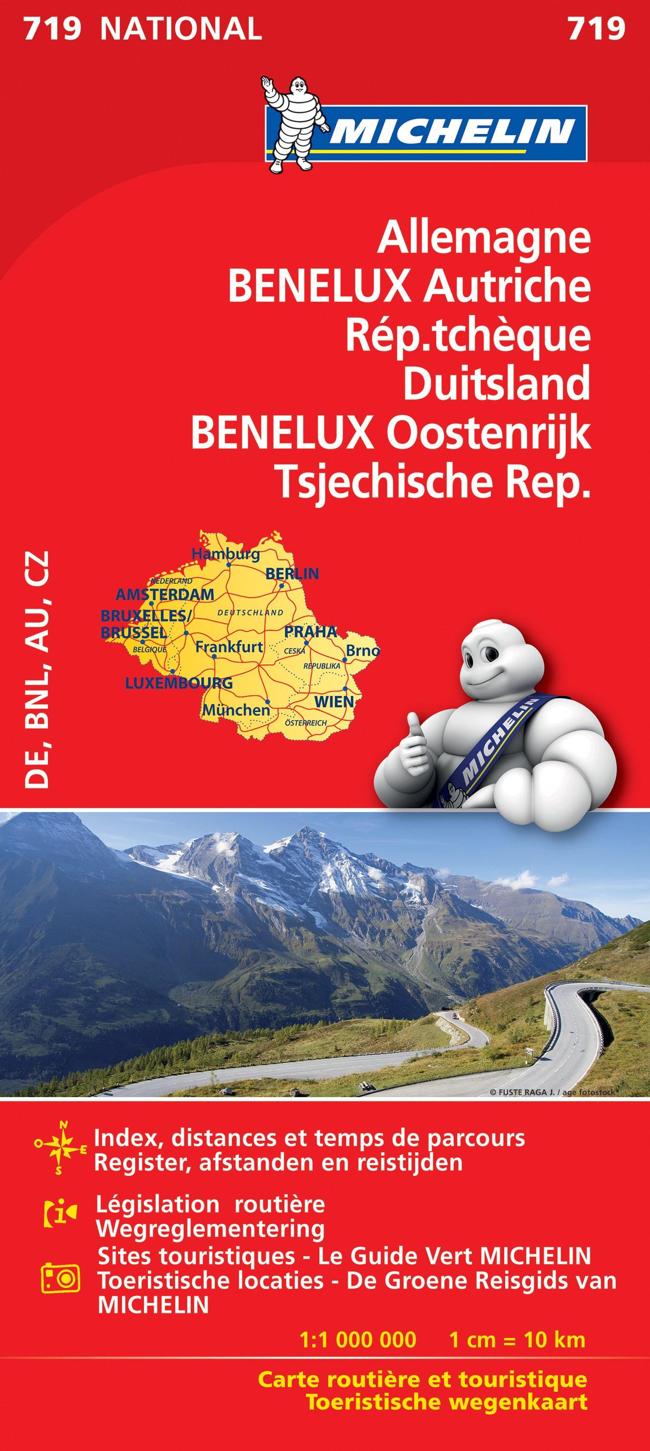 Carte routière n° 719 - Allemagne, Benelux, Autriche & République Tchèque | Michelin carte routière Michelin