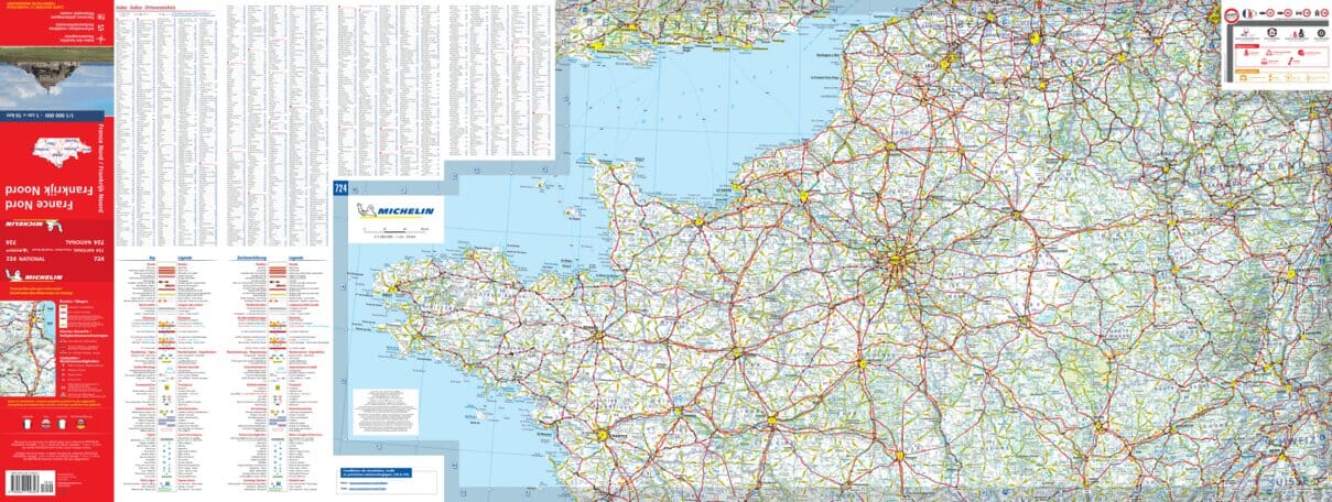 Carte routière n° 724 - France Nord - VERSION MURALE ET PLASTIFIEE | Michelin carte murale roulée (en tube) Michelin