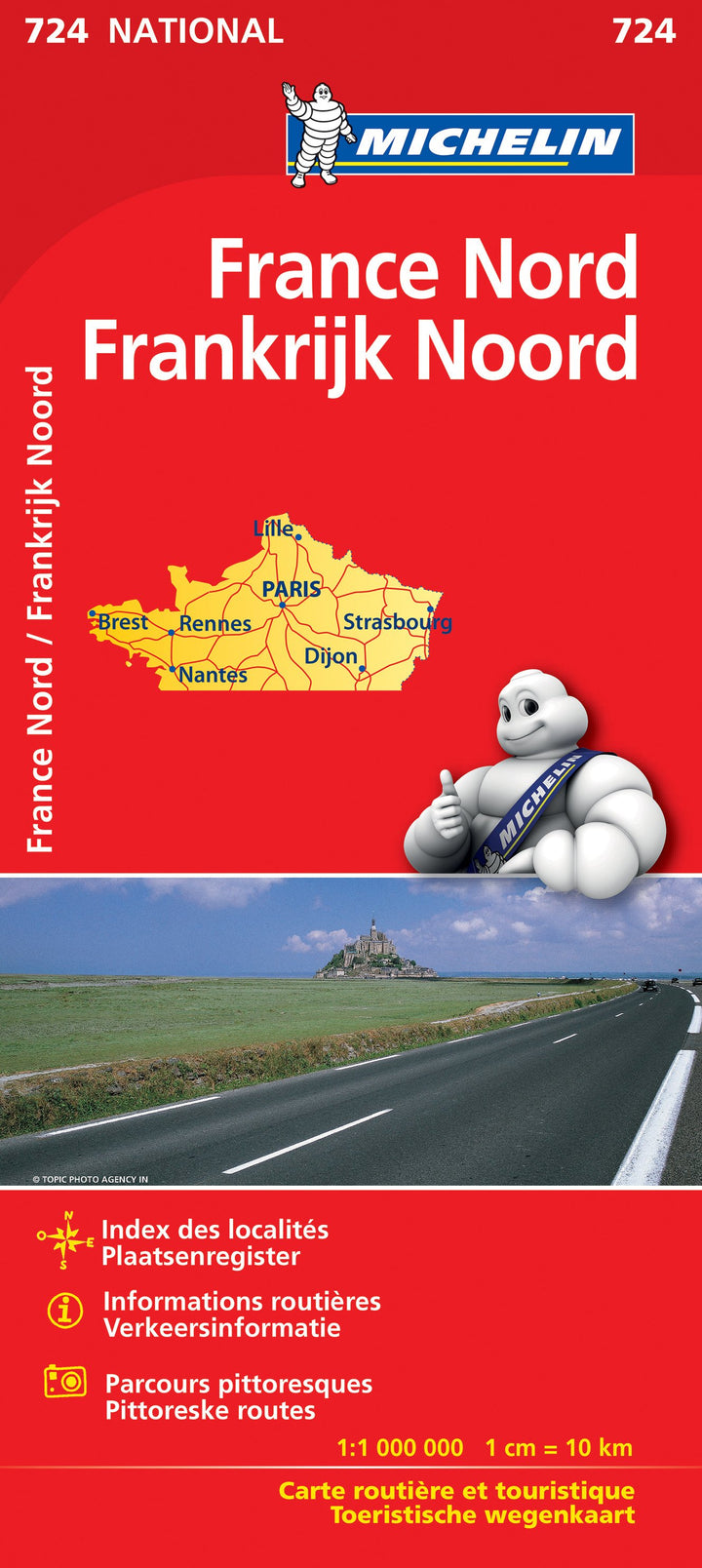 Carte routière n° 724 - France Nord - VERSION MURALE ET PLASTIFIEE | Michelin carte murale grand tube Michelin 